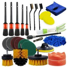 26 PZ / set Auto Bellezza Autolavaggio Autolavaggio Dettaglio Brush Pennello per trapano elettrico Pennello in uscita (Giallo)