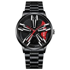 Orologio da uomo in metallo rotante elemento moto fngeen l001 (superficie rossa in acciaio nero)