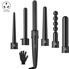 6 in 1 tubo modificato Display a LED Turmaline Ceramic Hair Cinter (Au Plug+1)