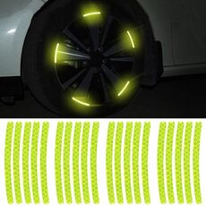 10 set adesivi riflettenti ruota dell'auto 3D decorazione personale pneumatico adesivi di avvertimento (fluorescenza)