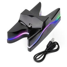 Forma speciale UFO 2 x Dock di ricarica USB Stand / Stand di ricarica controller per PS4 Playstation 4 con LED multicolore (nero)