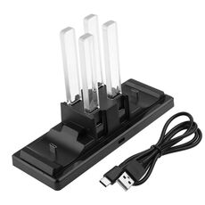 Caricatore per supporto controller / supporto per dock di ricarica USB 6 in 1 con indicazione LED per interruttore Nintend e controller Joy-Con e Pro (nero)