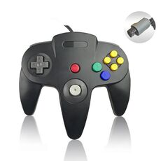 Per Nintendo N64 Wired Game Controller Gamepad (nero)