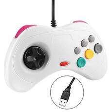 Controller per impugnatura di gioco per computer USB per Sega Saturn (bianco)
