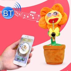 Giocattolo per adulti per bambini in peluche Bluetooth stile sax girasole, supporto per ricarica USB e batteria (arancione)