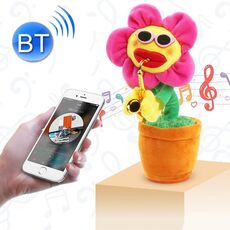 Giocattolo per adulti per bambini in peluche Bluetooth stile sax girasole, supporto per ricarica USB e batteria (rosso)