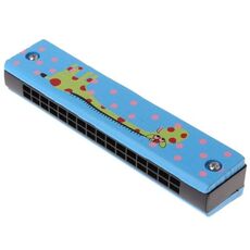 Armonica a doppia fila in legno a 16 fori per principianti, colore: giraffa blu
