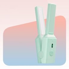 GLS-006 Mini splint elettrico a doppio utilizzo per capelli dritti e ricci (verde fresco)