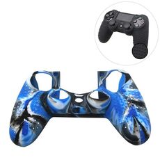 Custodia protettiva in silicone antiscivolo per Sony PS4 (nero blu)
