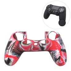Custodia protettiva in silicone antiscivolo per Sony PS4 (rosso + nero)