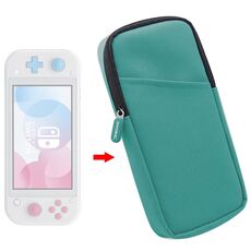 Mini host stoccaggio custodia con cerniera protezione in nylon morbido sacchetto di stoffa per interruttore Lite (verde blu)