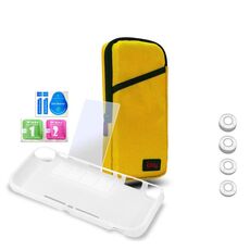 IPLAY HOST STOCCAGGIO BAG TRAMPOLATO Pellicola temperato + Berretto da rocker + Shell protettivo 7 in 1 sacchetto di protezione Borsa a sacco set per interruttore Lite (Giallo)