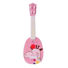 Giraffa rosa Piccolo strumento musicale di simulazione Mini quattro corde Ukulele riproducibile Giocattolo musicale per l'educazione della prima infanzia