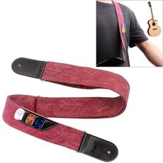 Cinturino per chitarra in pelle Cinturino per plettro per chitarra elettrica da cowboy retrò (rosso)