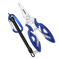 2 PCS Pinze da pesca con esca Hook Picker Pinze da richiamo + Corda anti-perso (blu)
