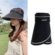 MENGLANDI Cappello a cilindro vuoto, parasole anti-ultravioletto, estivo, misura: regolabile (D-206 nero arrotolabile)