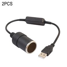 Cavo adattatore di alimentazione boost da 5 V a 12 V per auto da USB a presa accendisigari da 2 pezzi, modello: 35 cm