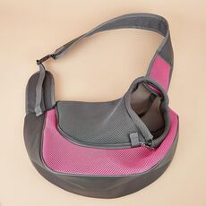 Borsa per animali Borsa per gatti a tracolla traspirante con tracolla allargata, dimensioni: grande (rosso rosa)