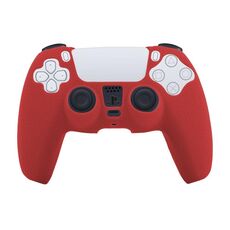 Custodia protettiva in silicone con struttura in pelle per PS5 (rossa)