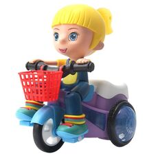 Triciclo elettrico universale acrobatico auto giocattolo rotante con musica leggera, consegna a colori casuali (ragazza)