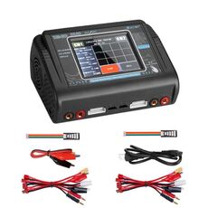 HTRC T240 Caricabatteria al litio per aereo modello con bilanciamento tattile Caricabatteria per auto giocattolo B6 con telecomando, spina americana