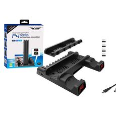 Ventola di raffreddamento multifunzione PS4 / Slim / Pro multifunzione di raffreddamento multifunzione + rack del disco + doppia carica con luci a LED