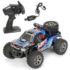 MGRC Telecomando di ricarica per auto 2.4G Telecomando wireless per auto da arrampicata fuoristrada a quattro vie 1:18 Modello di auto (grigio blu)