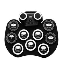 Tamburo elettronico portatile con tamburo elettronico a luce lampeggiante Tamburo Bluetooth (versione icona + nero bianco)