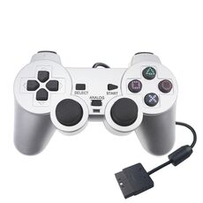 Gamepad cablato Dual Motore Motore Vibrazione Gamepad iniezione del carburante d'argento Adatto per PS2