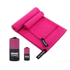 Asciugamano sportivo assorbente ad asciugatura rapida Asciugamano da bagno in microfibra 40x80 cm (sacchetto a rete rotonda rosa rossa)