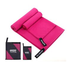 Asciugamano sportivo assorbente ad asciugatura rapida Asciugamano da bagno in microfibra 40x80 cm (sacchetto a rete quadrato rosso rosa)