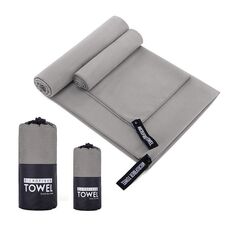 Asciugamano sportivo assorbente ad asciugatura rapida Asciugamano da bagno in microfibra 76x152 cm (sacchetto a rete rotonda grigio)