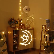 Decorazione natalizia LED Sucker Atmosfera festiva Lampada a sospensione (luna con stella)