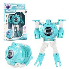 3 PC Orologio elettronico per bambini Orologio giocattolo robot deformazione dei cartoni animati (blu)