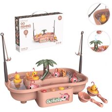 Play House Bambini Educational Ciclo elettrico Stazione di pesca rotante Set di giochi acquatici estivi, Colore: Rosa 3 Pesci 3 Anatra