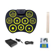 Silicone Pieghevole portatile DRUM DTX DTX Game Strike Board (G801 Giallo)