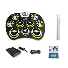 Silicone Pieghevole portatile DRUM DTX DTX Game Strike Board (G800 Giallo)