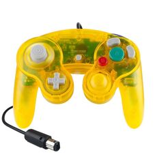 Controller di gioco del regolatore a vibrazione a punto singolo 5 PCS per Nintendo NGC (giallo trasparente)
