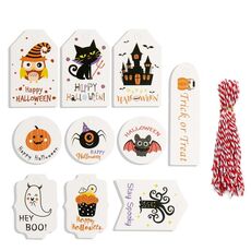 2 set di cartellini di Halloween, sacchetto regalo, scatola di caramelle, cartellini decorativi, specifiche: 50 cartellini + 50 pezzi di corda di cotone