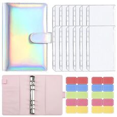 A6 Dazzling Colour Manuale a fogli mobili Laser Amaretto PU Cash Budget Book (Laser Silver)