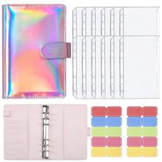 A6 Dazzling Colour Manuale a fogli mobili Laser Amaretto PU Cash Budget Book (Laser Pink)
