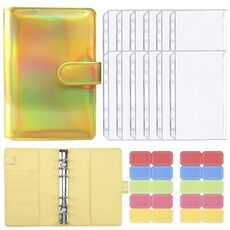 A6 Dazzling Colour Manuale a fogli mobili Laser Amaretto PU Cash Budget Book (giallo brillante)