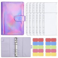 A6 Dazzling Colour Manuale a fogli mobili Laser Amaretto PU Cash Budget Book (Viola)