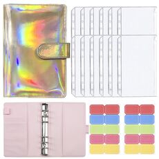A6 Dazzling Colour Manuale a fogli mobili Laser Amaretto PU Cash Budget Book (oro rosa)