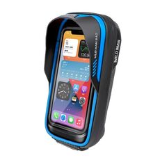 WILD MAN ES16 0.5L EVA Hard Shell Borsa da manubrio per bicicletta impermeabile con touch screen (blu)