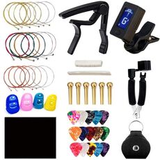 34 PCS / Set Set di strumenti per sintonizzatore con clip per accordatura per basso in legno folk