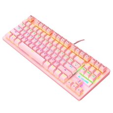 ZIYOULANG K2 87 Tasti Computer portatile da ufficio Tastiera cablata meccanica incandescente punk, lunghezza cavo: 1,5 m, colore: rosa