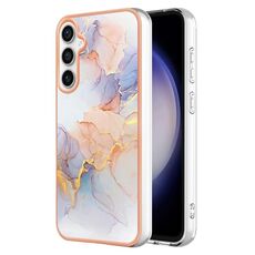 Per Samsung Galaxy S23 FE 5G Custodia per cellulare IMD TPU galvanica (marmo bianco)