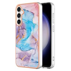 Per Samsung Galaxy S23 FE 5G Custodia per cellulare IMD TPU galvanica (marmo blu)