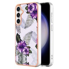 Per Samsung Galaxy S23 FE 5G Custodia per cellulare IMD TPU galvanica (fiore viola)